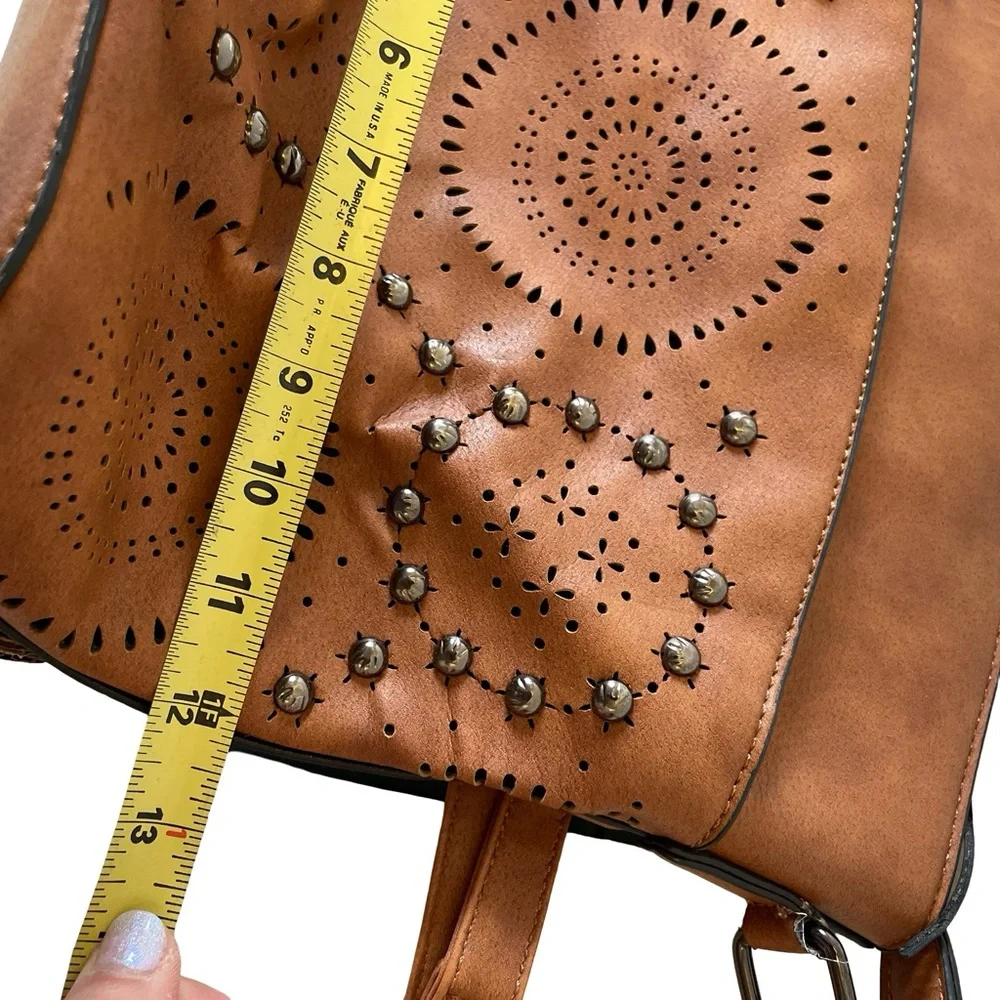 Sam & Hadley Brown Crossbody Bag with Decorative Stud and Cutout Details
